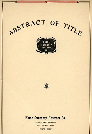 Abstract of Title, John Preston Lusk Survey, River Oaks addition,undated