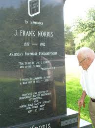 Roy Falls at grave of J. Frank Norris