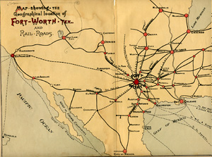 Fort Worth Rail Road Map 1876