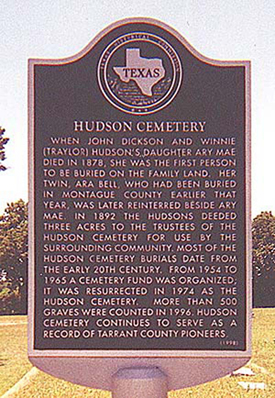 Hudson Cemetery Historical Marker