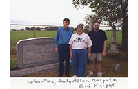 John Allen Judy Allen Knight and Eri Knight at George David and Mary Elizabeth Hollingsworth gravesite, Allen Family Cemetery