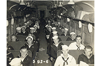 Herb Blevins and Sailors On a Train for Leave, photograph, circa 1940s