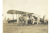 Mechanics and Spectators by Crashed Biplanes, photograph, undated
