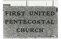 First United Pentecostal Church, Euless, Front Sign Up Close, Marlon W. MIller, 1983 (088-007-021)