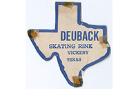 Blue Deuback Skating Rink Sticker, Texas Shaped Label,  Dallas, Vickery, Front (019-024-656)
