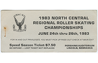 North Central Regional Roller Skating Championships, Speed Season Ticket 1, Lincoln, Nebraska, 1983 (019-024-656)