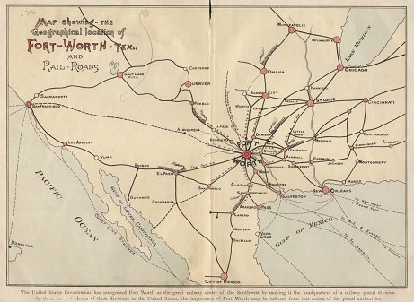 Fort Worth Railroad Map, 1888