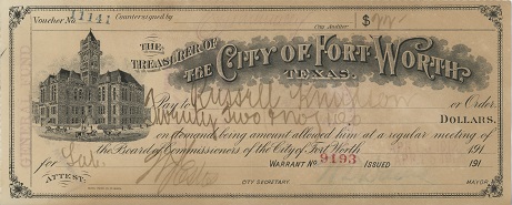 City of Fort Worth voucher, 1912