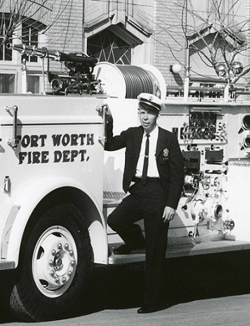Jim Noah in front of fire truck