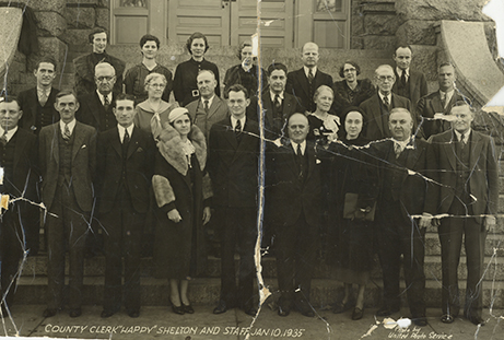 County Clerk Happy Shelton and staff, 1935