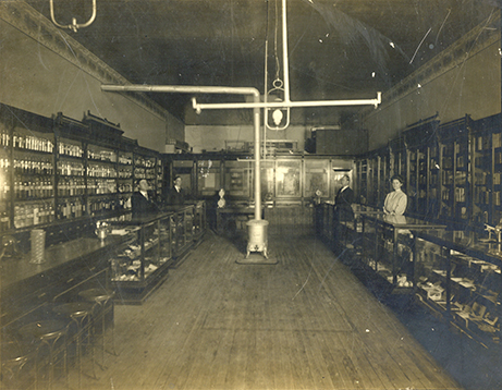Interior of Walls Drugstore in Grapevine, circa 1888
