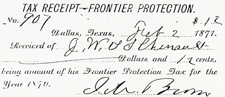 Frontier Protection Tax Receipt 1871