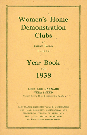 1938 Women's Home Demonstration Clubs yearbook for Tarrant County District 4