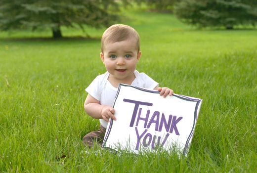 Baby with Thank you sign