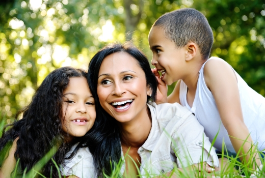 Mom and kids in the park