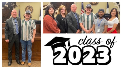 Goodwill Workforce Development 2023 graduate with Judge, court clerk and Goodwill staff