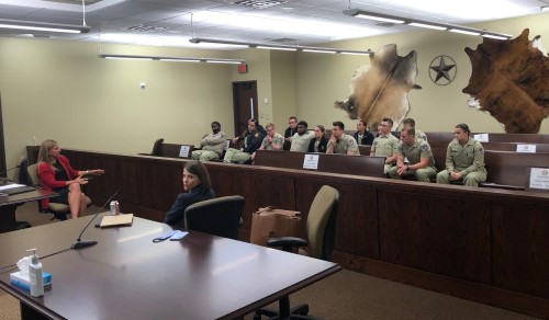CLASS PHOTO WITH ATTORNEY SPEAKING 