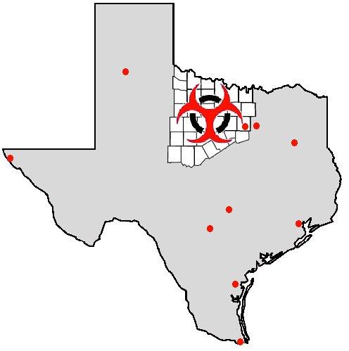 Texas map with laboratory locations marked