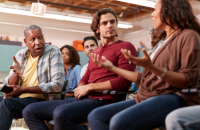 residents engaging in community conversation