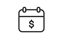 When to Pay calendar page with dollar sign icon
