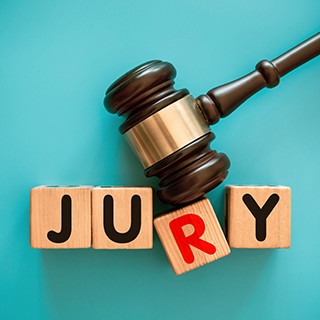 gavel with jury word