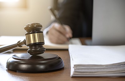 Gavel and paper work