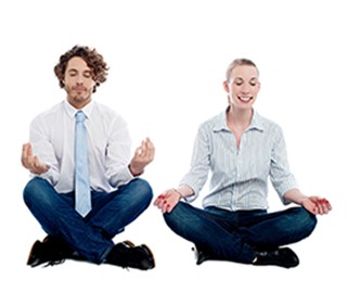 Man and woman in yoga position