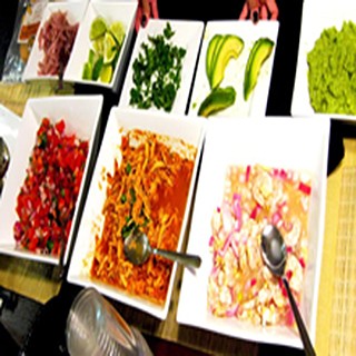 Plates of colorful produce