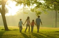 Family walking on a Fall day