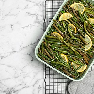 Roasted Green Beans with Lemon Dressing