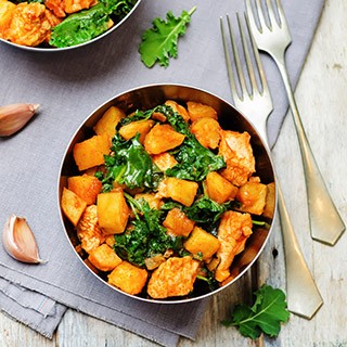 Sweet Potato and Kale Bowl with Orange Vinaigrette 