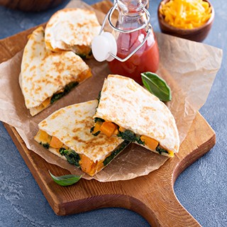 Spinach and Sweet Potato Quesadilla