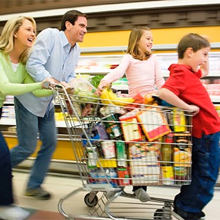 Family in the grocery store