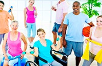 Adults exercising