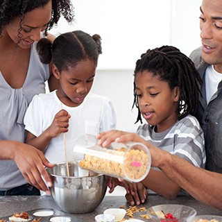 Family preparing a meal