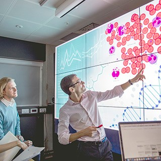 Man making data presentation